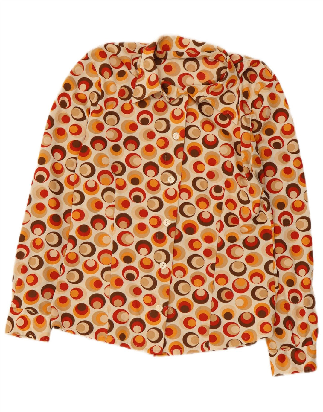 Vintage Womens Shirt Blouse UK 10 Small Multicoloured Geometric Polyamide