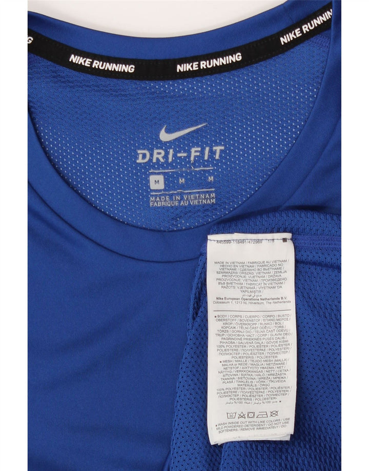 Nike Mens Dri Fit T-Shirt Top Medium Blue Polyester