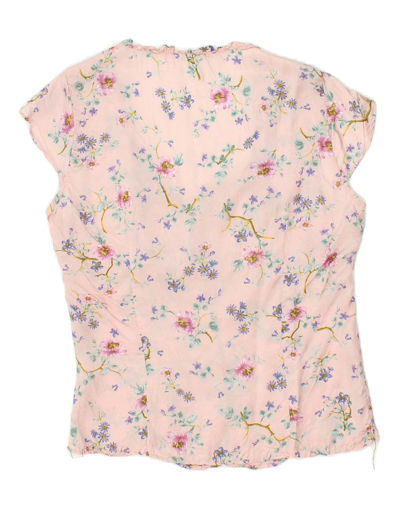 BENETTON Womens Sleeveless Shirt Blouse UK 12 Medium Pink Floral | Vintage Benetton | Thrift | Second-Hand Benetton | Used Clothing | Messina Hembry 