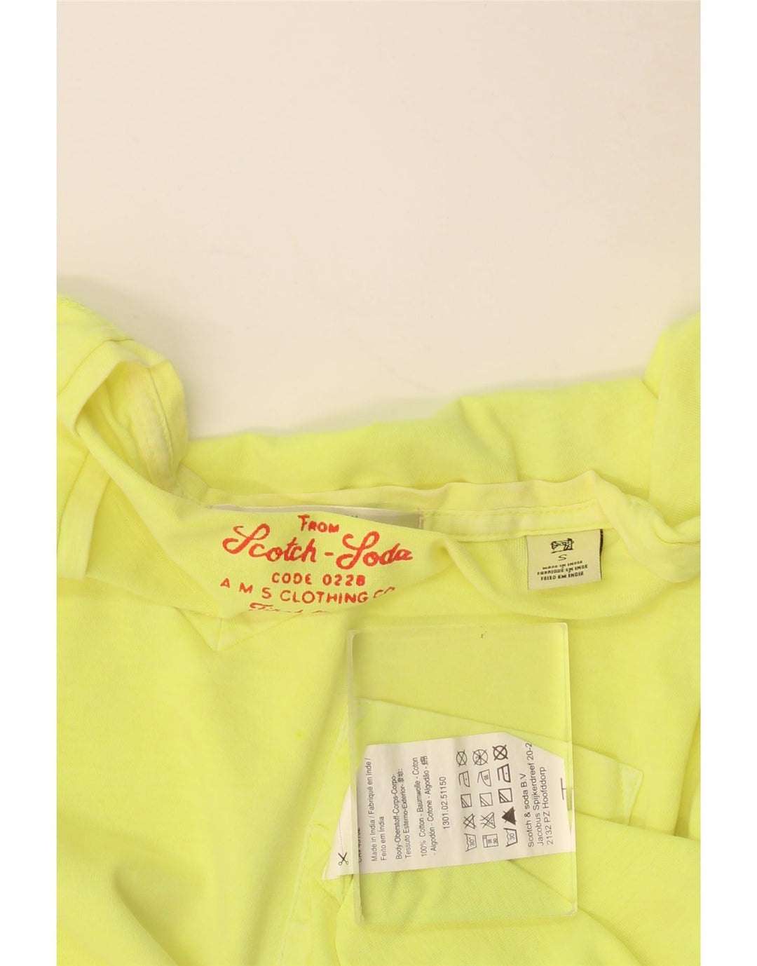 SCOTCH & SODA Mens T-Shirt Top Small Yellow Cotton