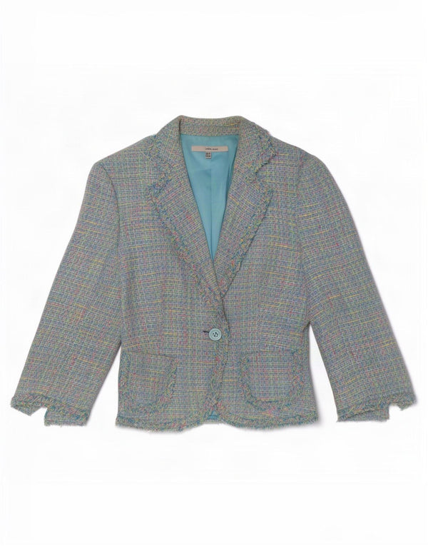 Zara Womens 3/4 Sleeve Blazer Jacket EU 38 Small Multicoloured Check