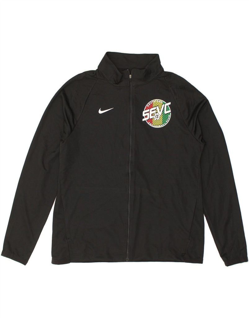 NIKE Mens Dri Fit Graphic Tracksuit Top Jacket Large Black Polyester | Vintage Nike | Thrift | Second-Hand Nike | Used Clothing | Messina Hembry 