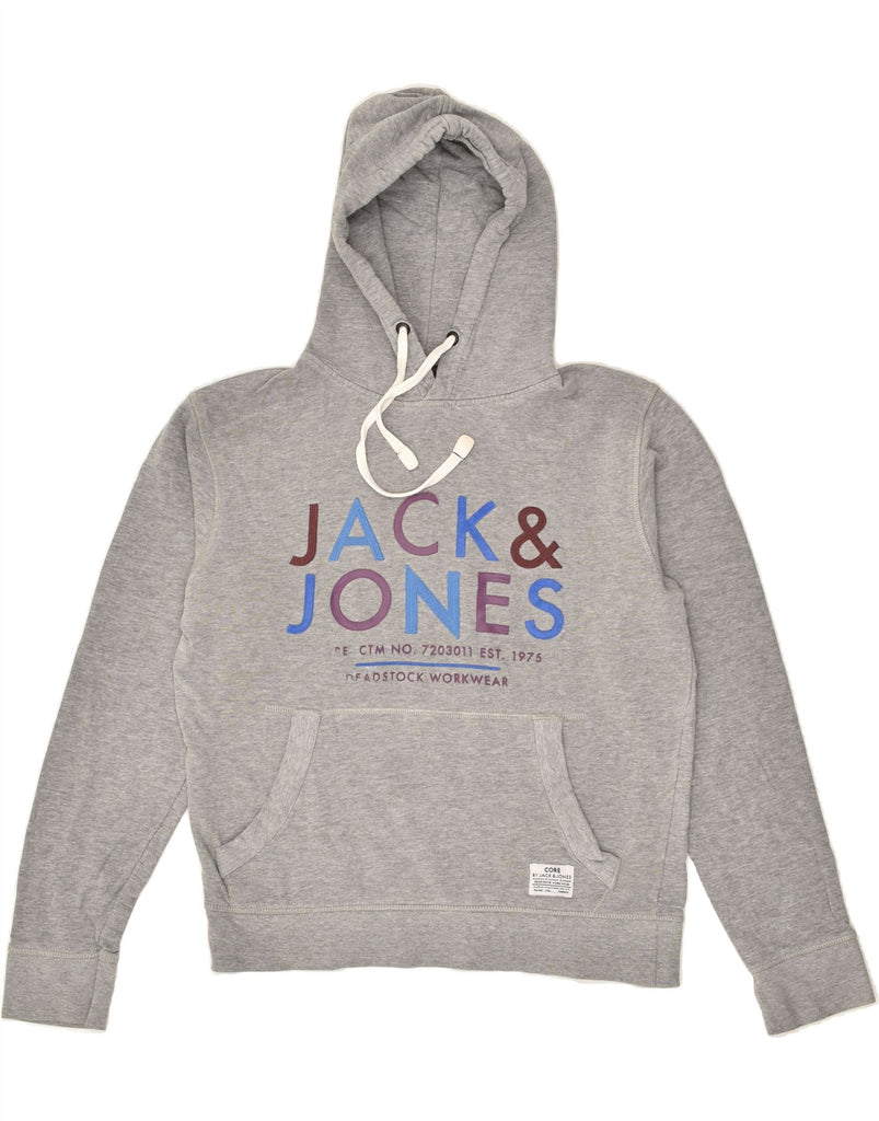 JACK & JONES Mens Graphic Hoodie Jumper Medium Grey Cotton | Vintage Jack & Jones | Thrift | Second-Hand Jack & Jones | Used Clothing | Messina Hembry 