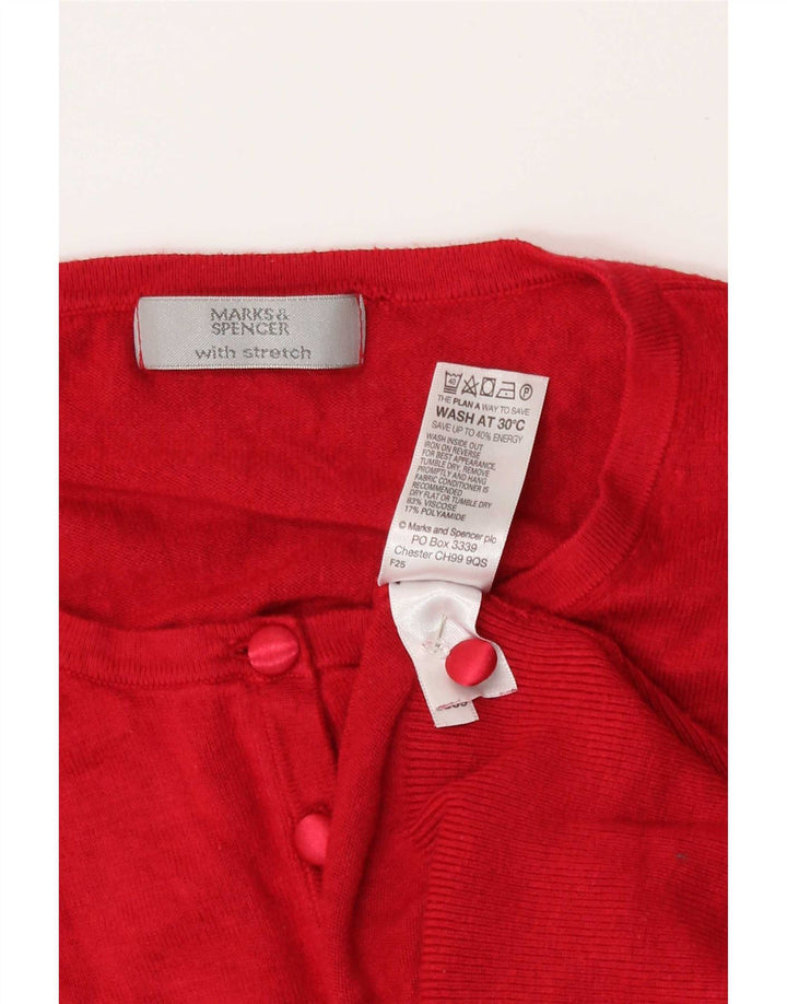 Marks & Spencer Womens Cardigan Sweater UK 8 Small Red Viscose