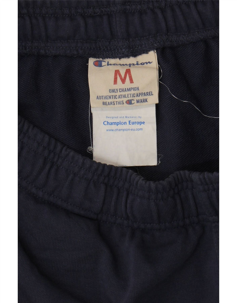 CHAMPION Mens Graphic Sport Shorts Medium  Navy Blue Colourblock Cotton Vintage Champion and Second-Hand Champion from Messina Hembry 