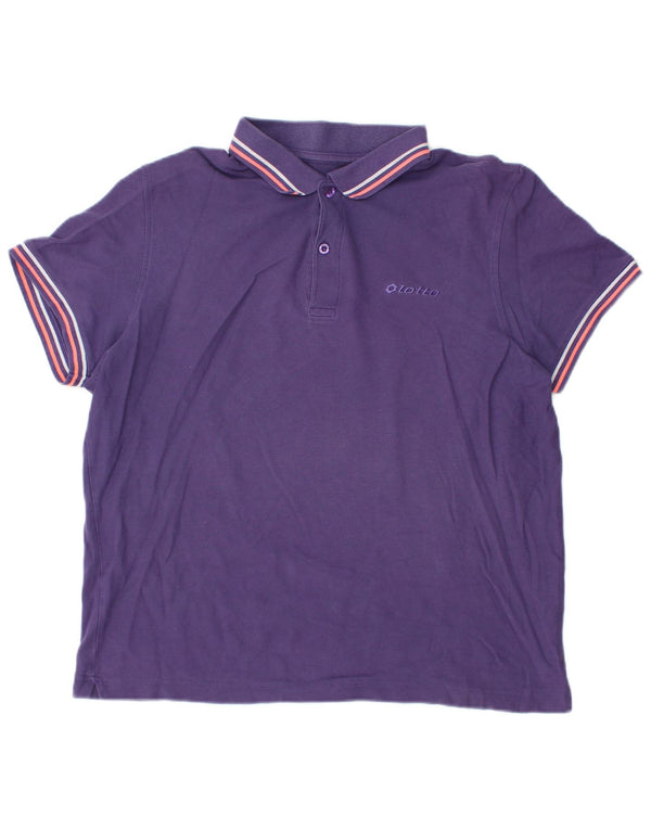 Lotto Mens Life's Polo Shirt XL Purple Striped Cotton
