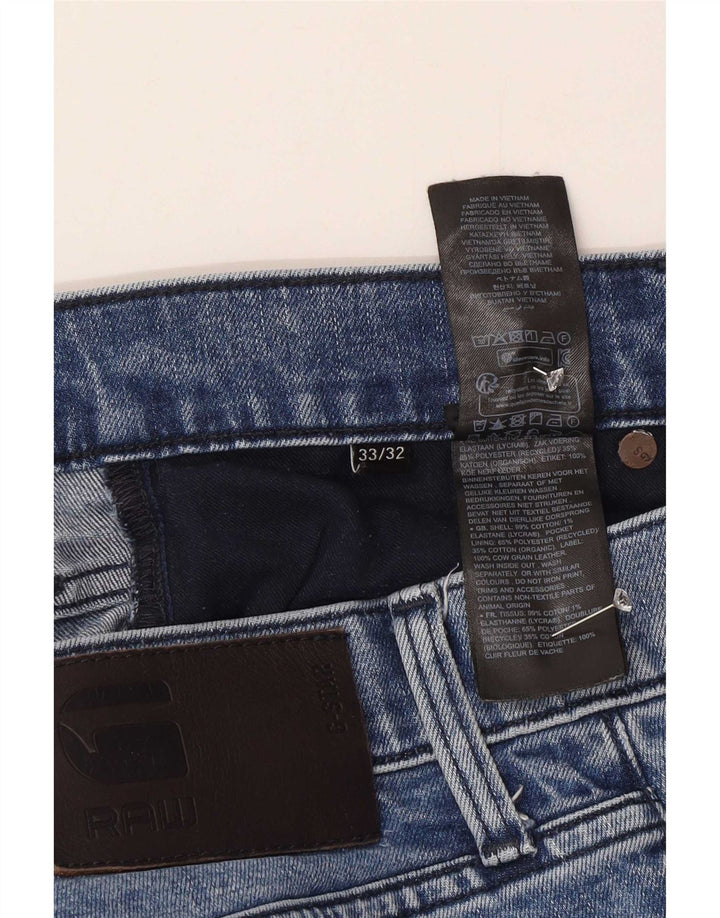 G-Star Mens 3301 Distressed Slim Jeans W33 L32 Blue Cotton