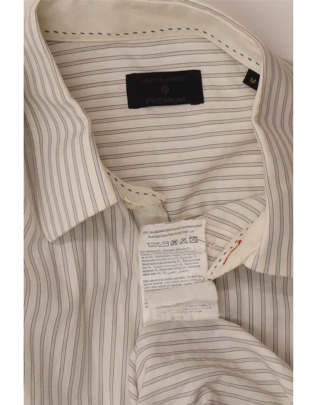 Jack & Jones Mens Shirt Medium White Pinstripe Cotton