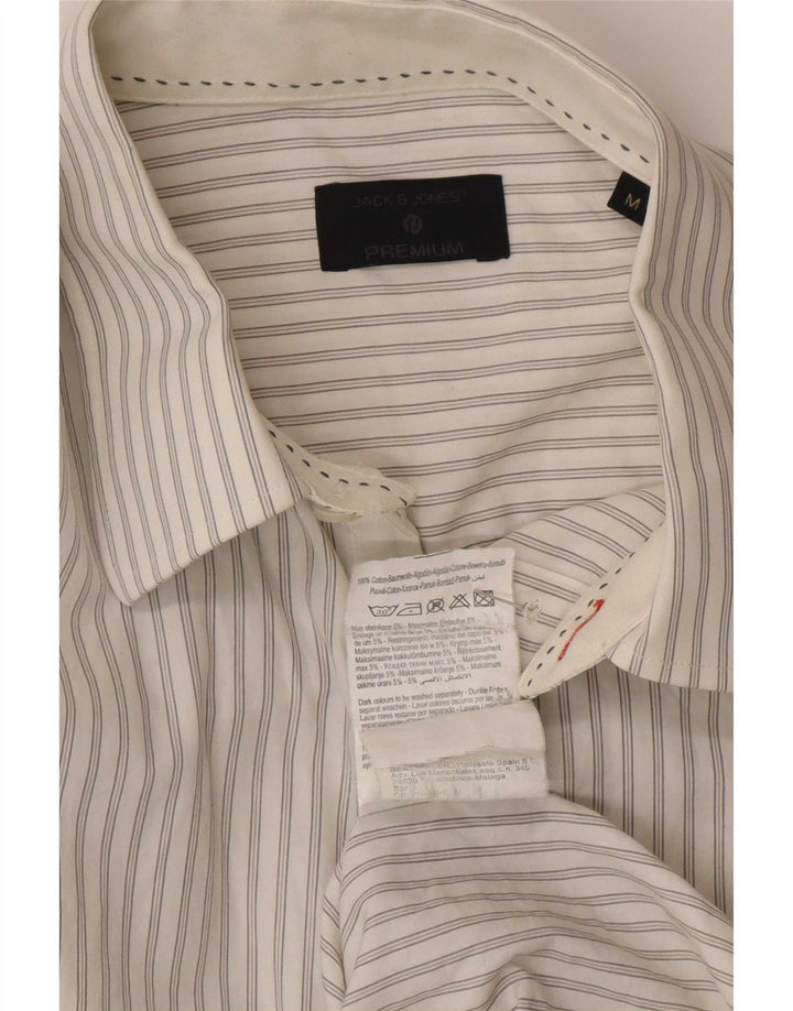 Jack & Jones Mens Shirt Medium White Pinstripe Cotton