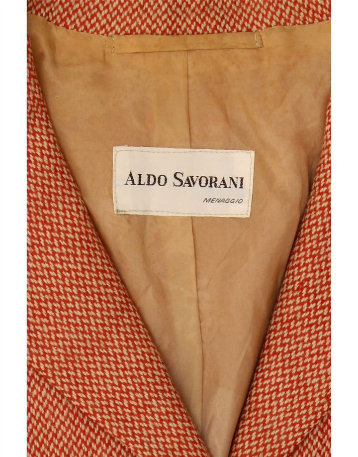 Aldo Savorani Womens 3 Button Blazer Jacket UK 12 Medium Pink Herringbone