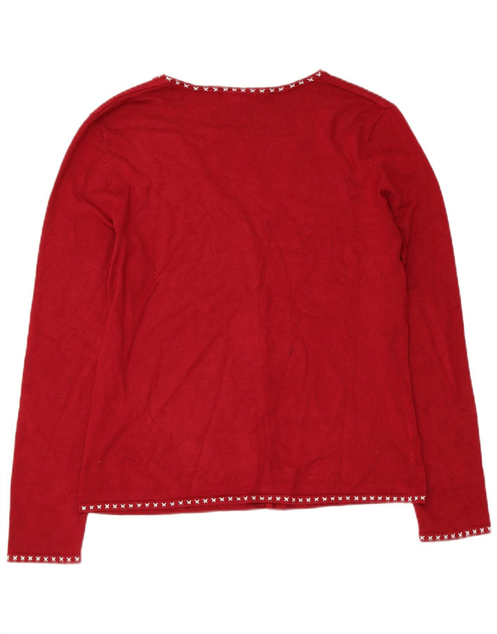 LAURA ASHLEY Womens Cardigan Sweater UK 14 Medium Red Viscose