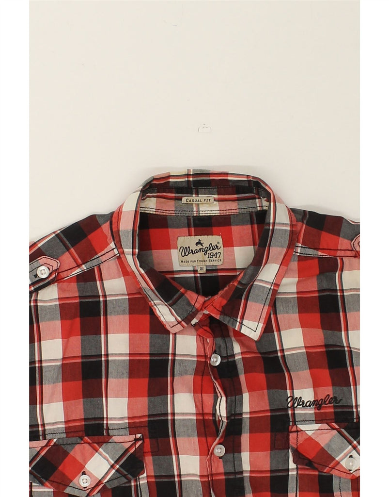 WRANGLER Mens Casual Fit Short Sleeve Shirt XL Red Check Cotton | Vintage Wrangler | Thrift | Second-Hand Wrangler | Used Clothing | Messina Hembry 