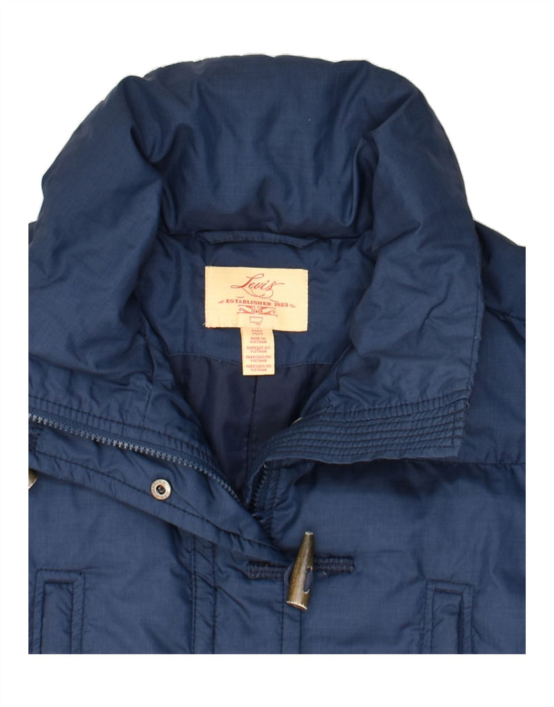 LEVI'S Womens Duffle Padded Coat UK 14 Medium Navy Blue Polyester Vintage Levi's and Second-Hand Levi's from Messina Hembry 