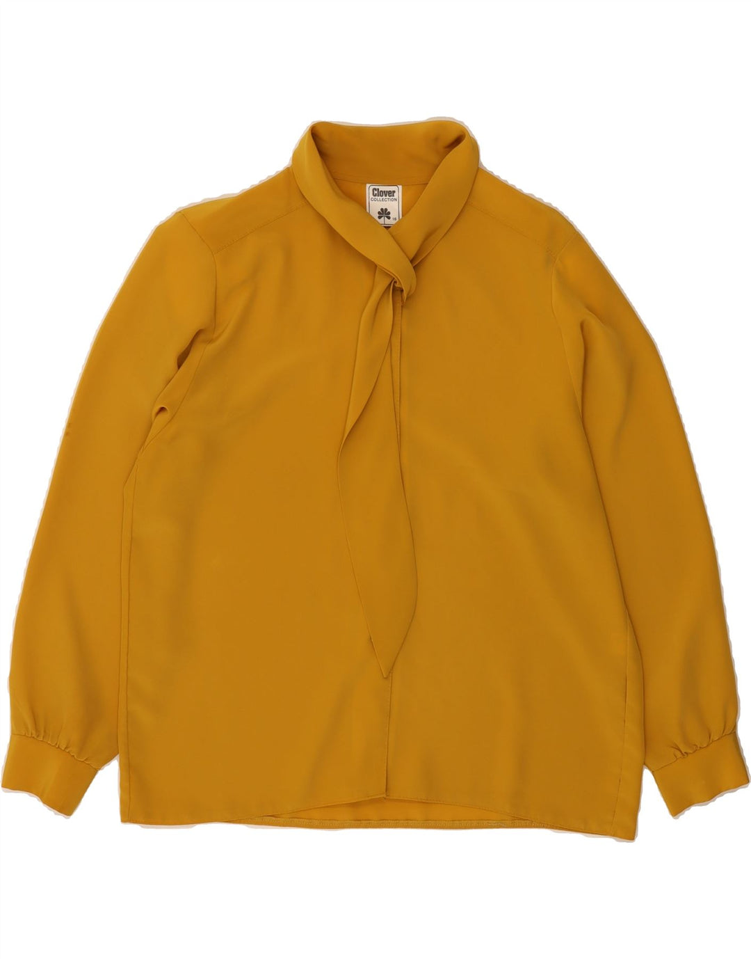 CLOVER Womens Front Tie Shirt Blouse UK 16 Large  Yellow Polyester Vintage Clover and Second-Hand Clover from Messina Hembry 