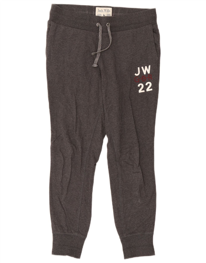 Jack Wills Womens Graphic Tracksuit Trousers Joggers UK 12 Medium Grey