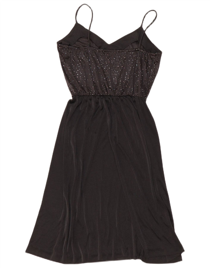 Vintage Womens Slip Dress UK 12 Medium Black