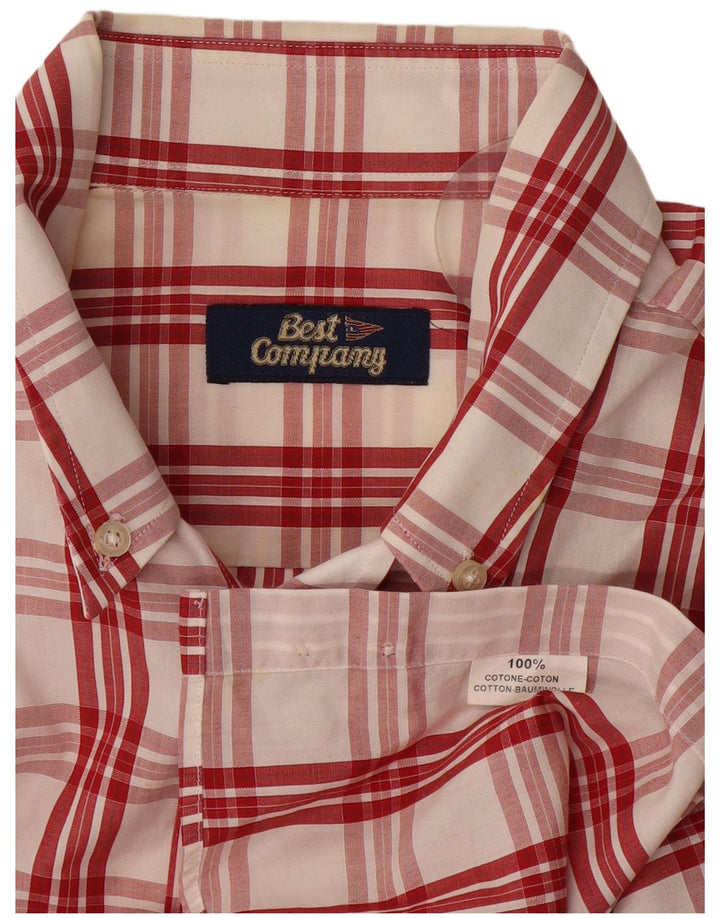 Best Company Mens Short Sleeve Shirt Large Red Check Cotton