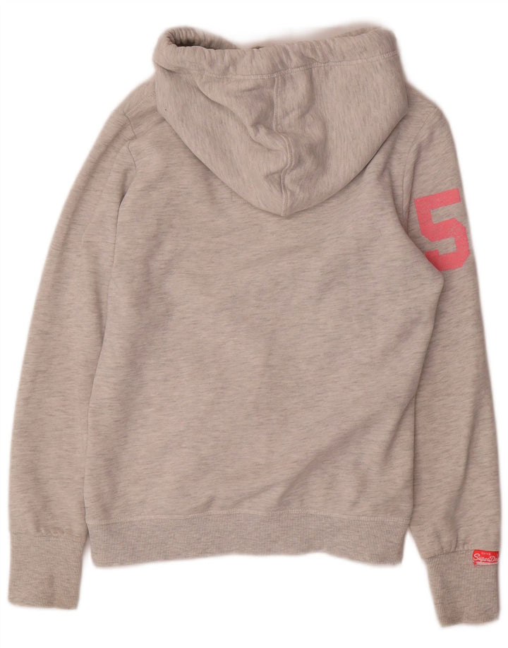 SUPERDRY Womens Graphic Hoodie Jumper UK 10 Small Grey Cotton