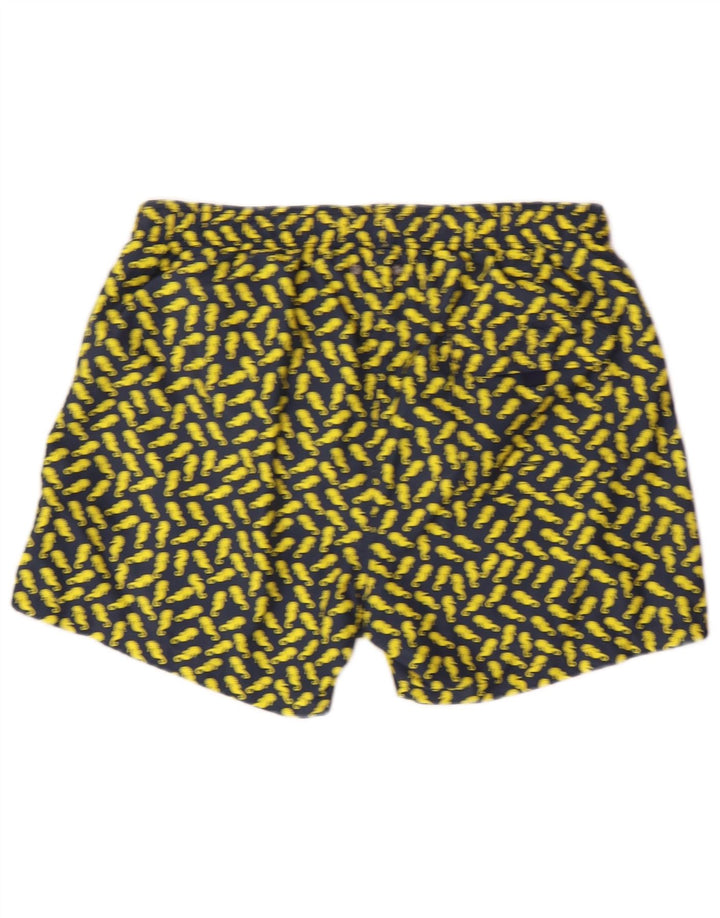 Gutteridge Mens Abstract Pattern Swimming Shorts Large Navy Blue Polyester