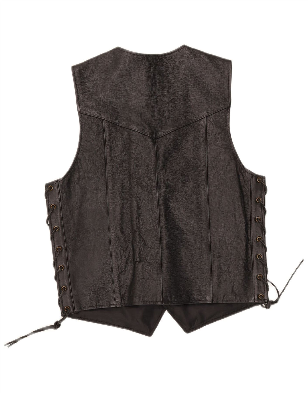 JTS Mens Biker Leather Waistcoat Small Black
