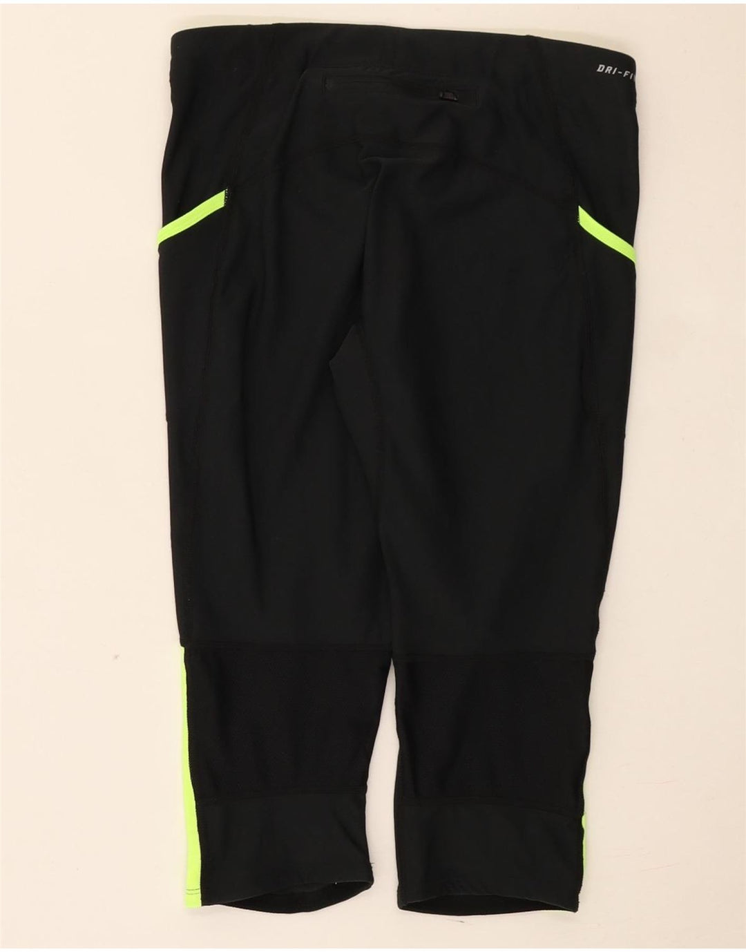 Nike Womens Dri Fit Capri Leggings UK 12 Medium Black Colourblock Polyester