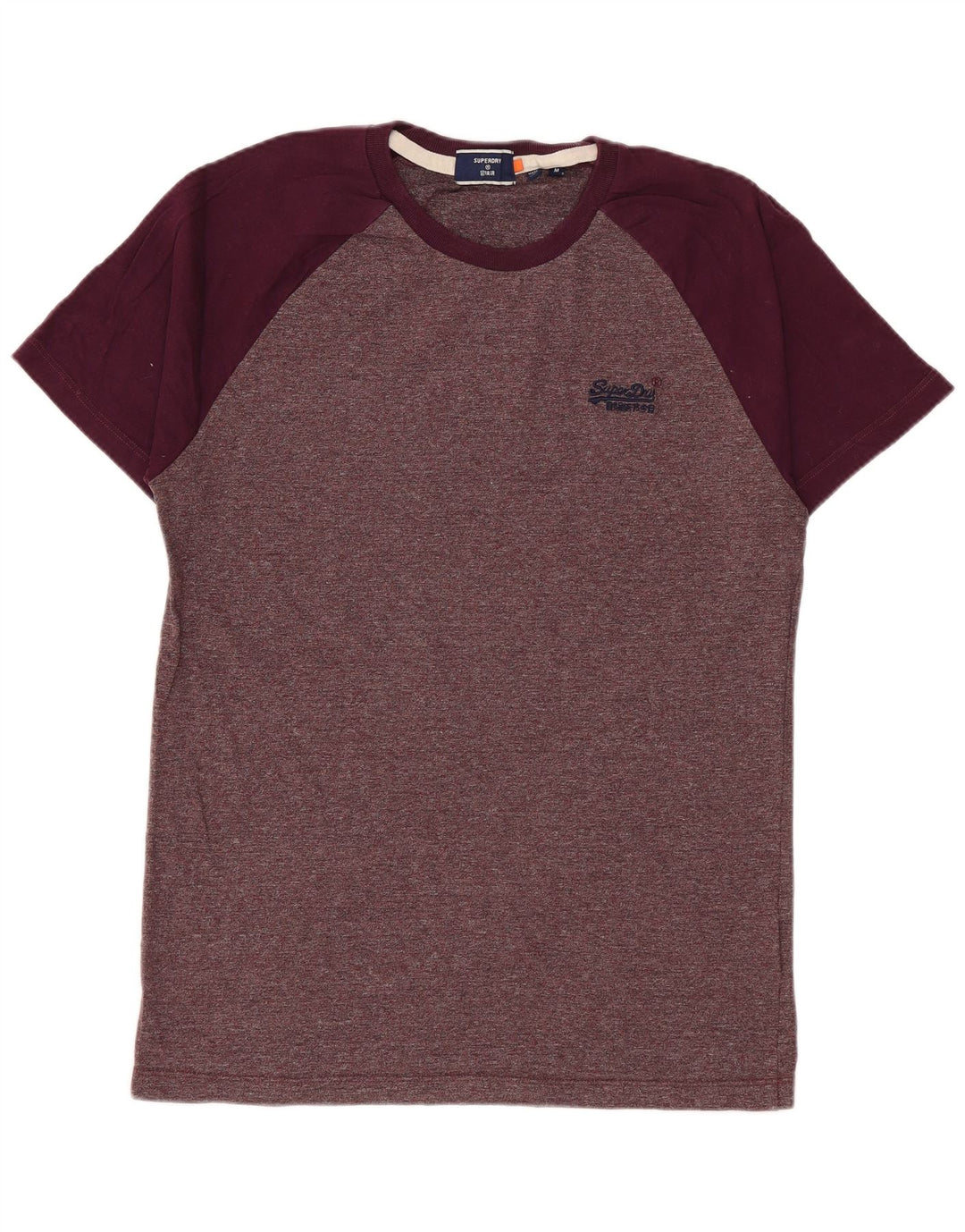 Superdry Mens T-Shirt Top Medium Burgundy Flecked Cotton