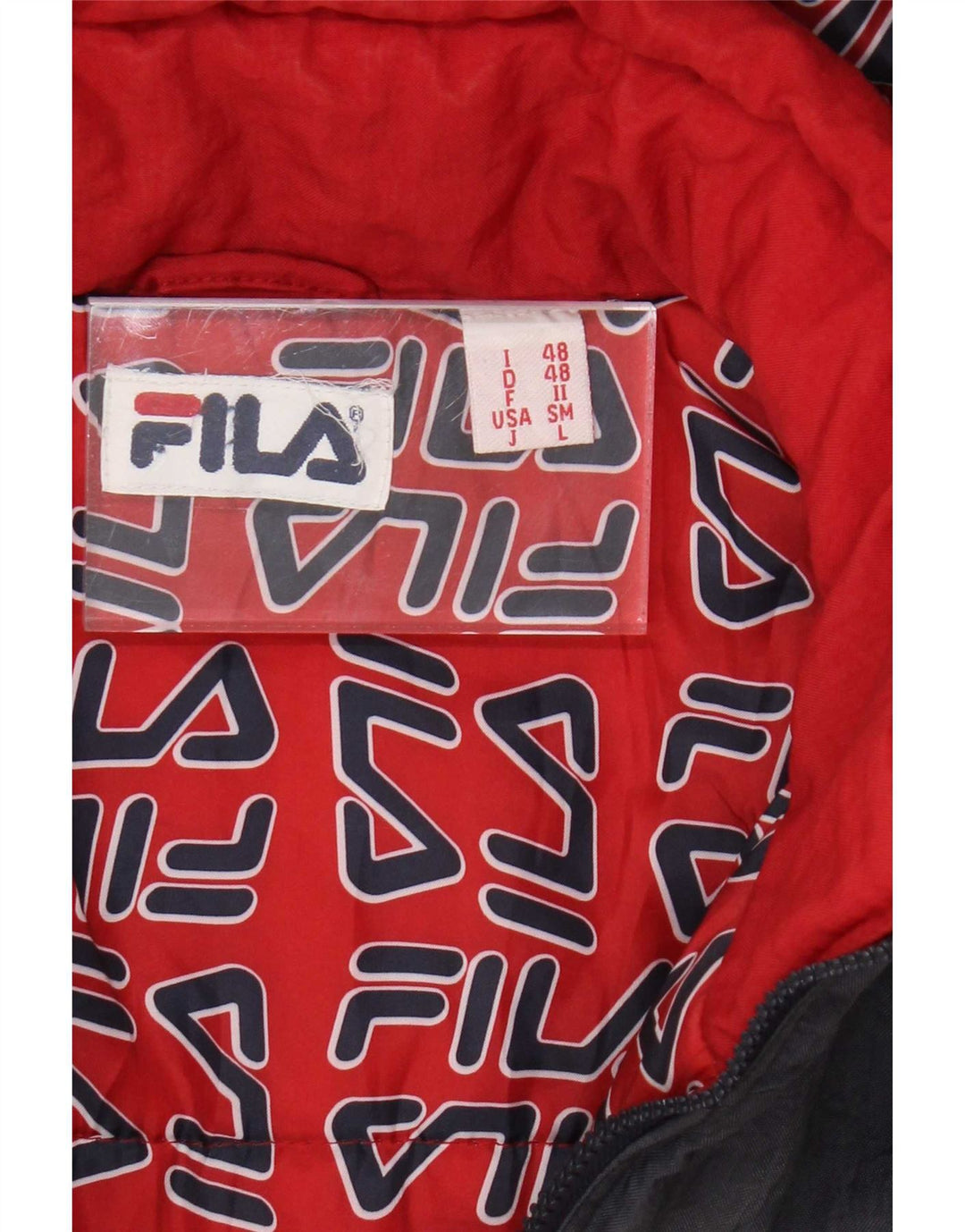 Fila Mens Hooded Windbreaker Jacket IT 48 Medium Navy Blue Colourblock