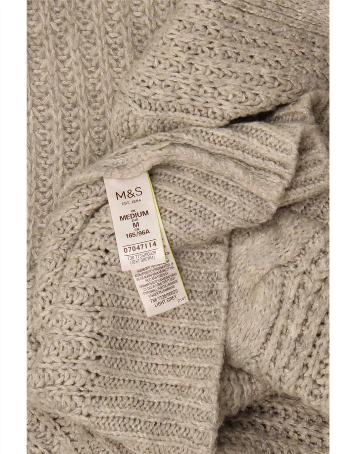 Marks & Spencer Womens Hooded Open Cardigan Sweater UK 14 Medium Grey