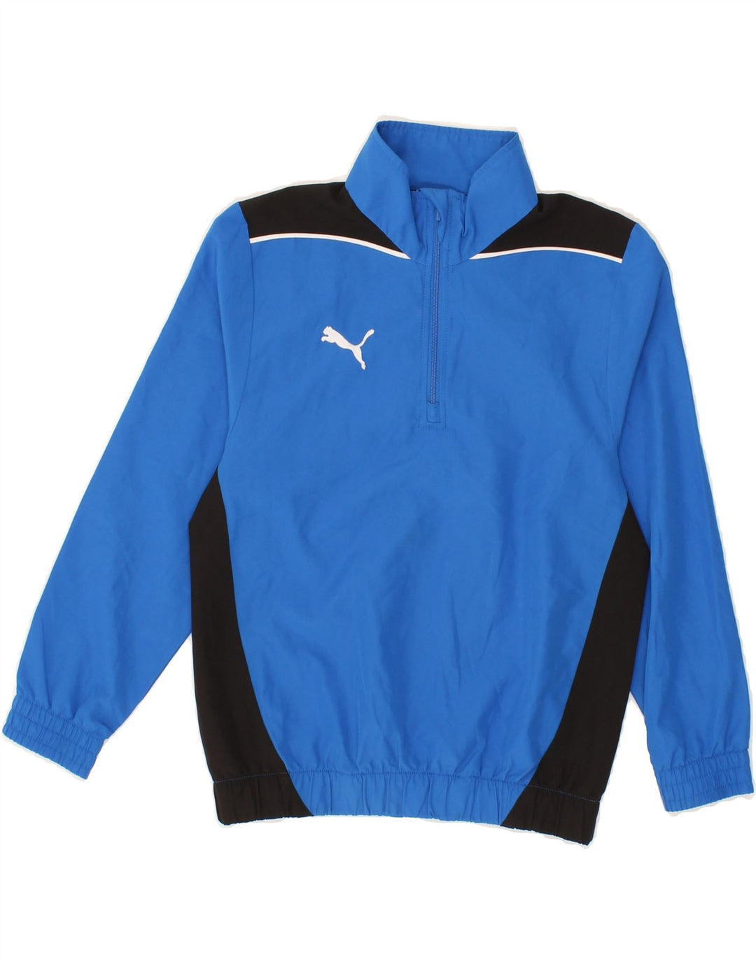 PUMA Boys Zip Neck Pullover Tracksuit Top 7-8 Years Blue Colourblock Vintage Puma and Second-Hand Puma from Messina Hembry 