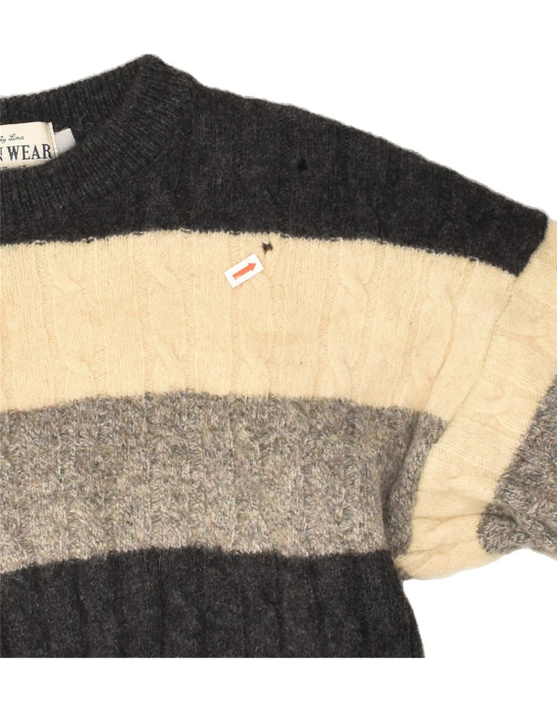 BOSTON Womens Crew Neck Jumper Sweater IT 50 XL Grey Colourblock Wool | Vintage Boston | Thrift | Second-Hand Boston | Used Clothing | Messina Hembry 