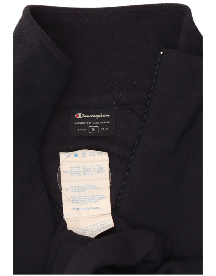 Champion Mens Zip Neck Fleece Jumper Small Navy Blue Polyester