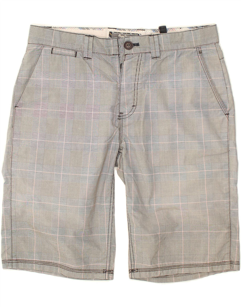 PEPE JEANS Womens Chino Shorts W33 Large  Grey Check Cotton | Vintage PEPE Jeans | Thrift | Second-Hand PEPE Jeans | Used Clothing | Messina Hembry 