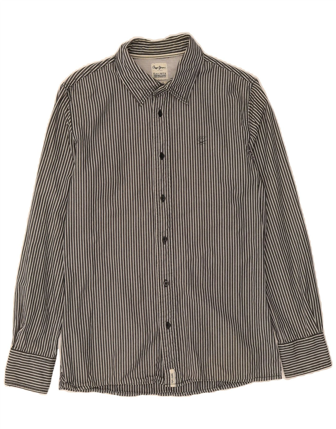 PEPE JEANS Mens Slim Fit Shirt Medium Black Striped Cotton Vintage PEPE Jeans and Second-Hand PEPE Jeans from Messina Hembry 