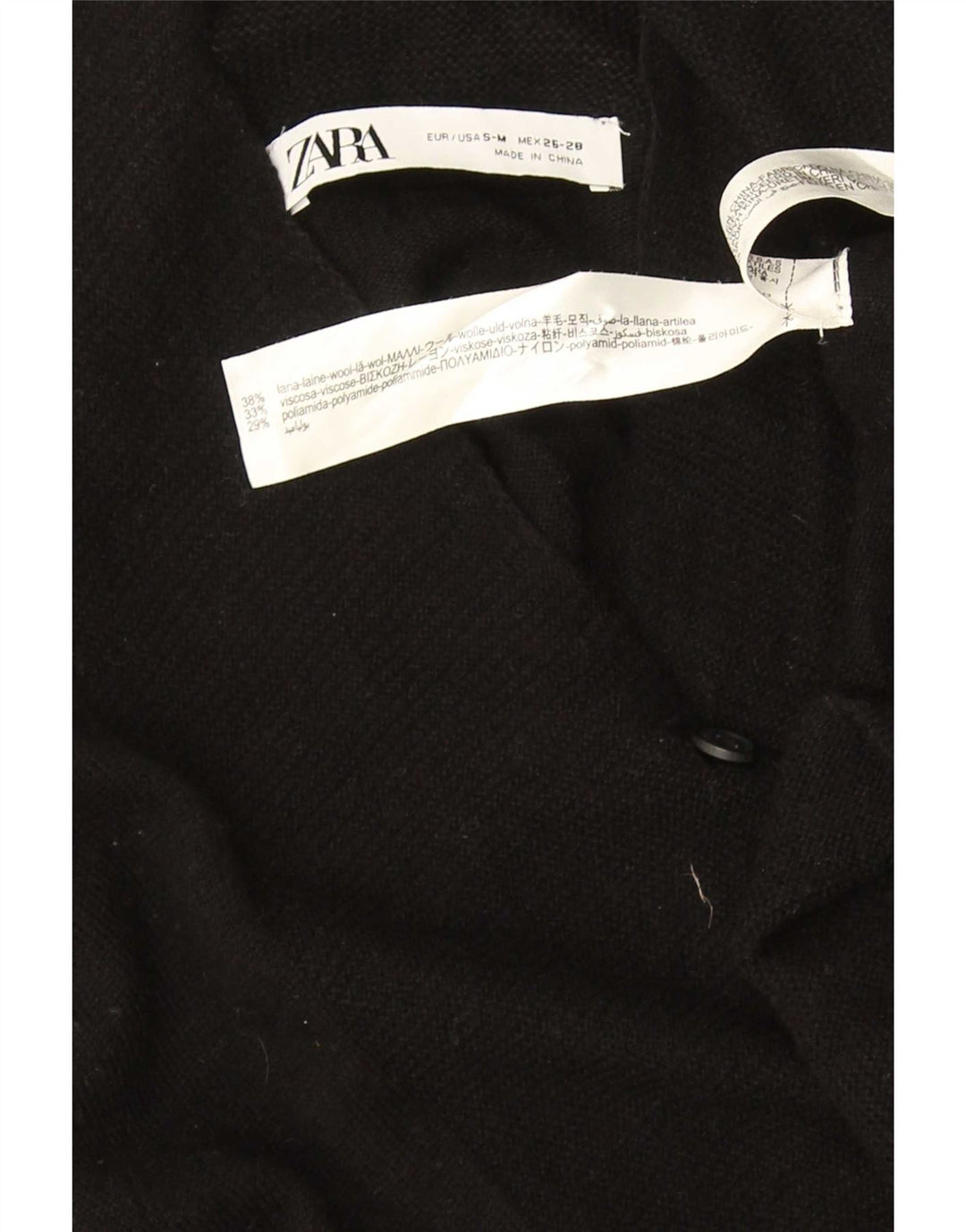 Zara Womens Oversized Cardigan Sweater UK 10 Small Black Wool