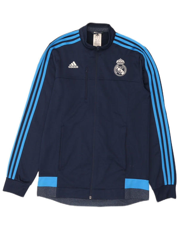 Adidas Mens Real Madrid Tracksuit Top Jacket Small Navy Blue Colourblock