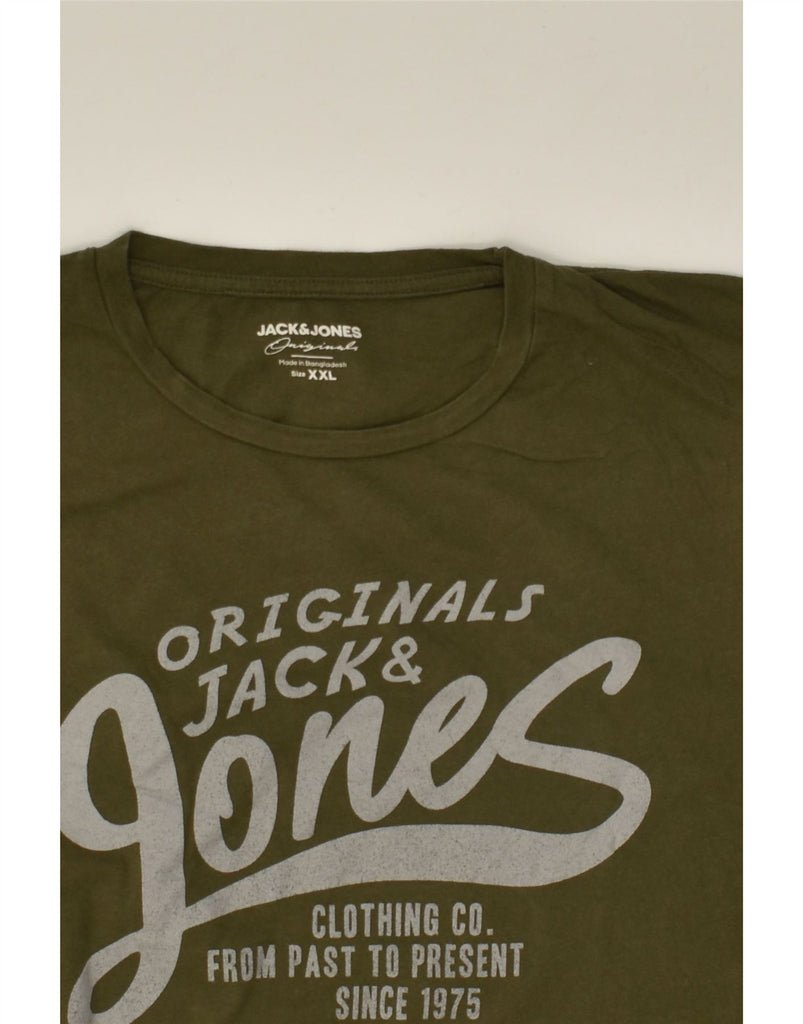 JACK & JONES Mens Graphic T-Shirt Top 2XL Green Cotton | Vintage Jack & Jones | Thrift | Second-Hand Jack & Jones | Used Clothing | Messina Hembry 