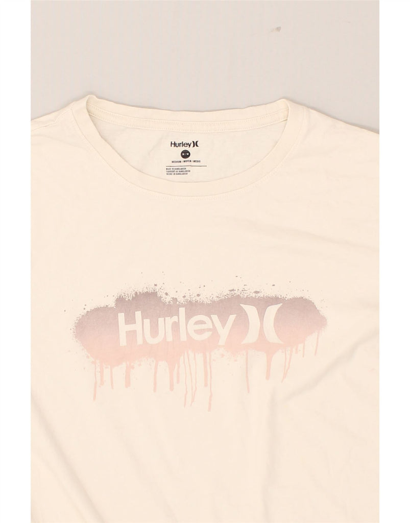 HURLEY Mens Graphic T-Shirt Top Medium Off White Cotton | Vintage Hurley | Thrift | Second-Hand Hurley | Used Clothing | Messina Hembry 