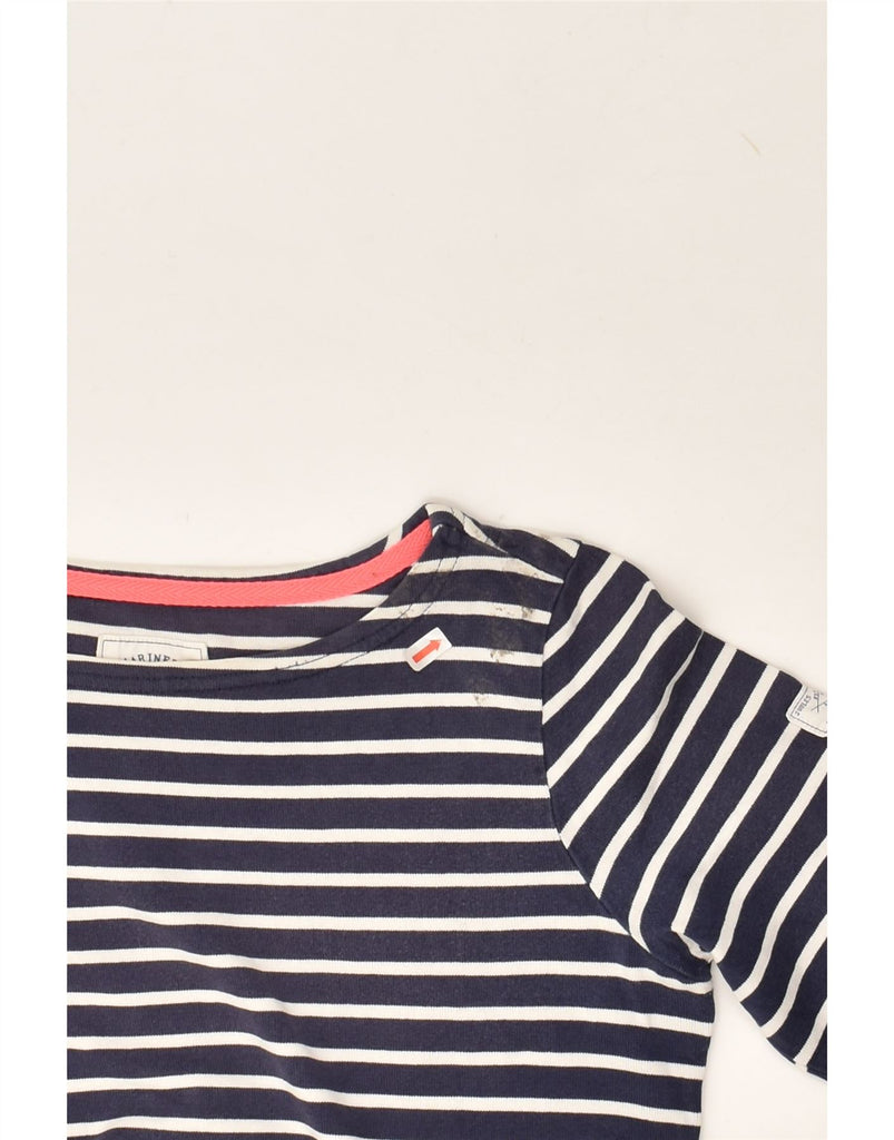 JOULES Womens Top 3/4 Sleeve UK 10 Small Navy Blue Striped Cotton | Vintage Joules | Thrift | Second-Hand Joules | Used Clothing | Messina Hembry 