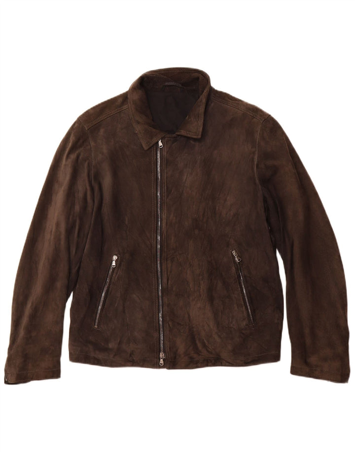 Vintage Womens Suede Jacket UK 12 Medium Brown Leather