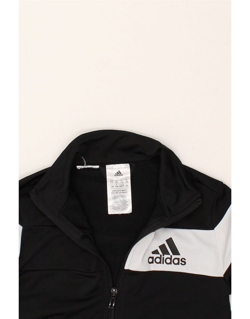 ADIDAS Boys Tracksuit Top Jacket 7-8 Years Black Colourblock Polyester | Vintage Adidas | Thrift | Second-Hand Adidas | Used Clothing | Messina Hembry 