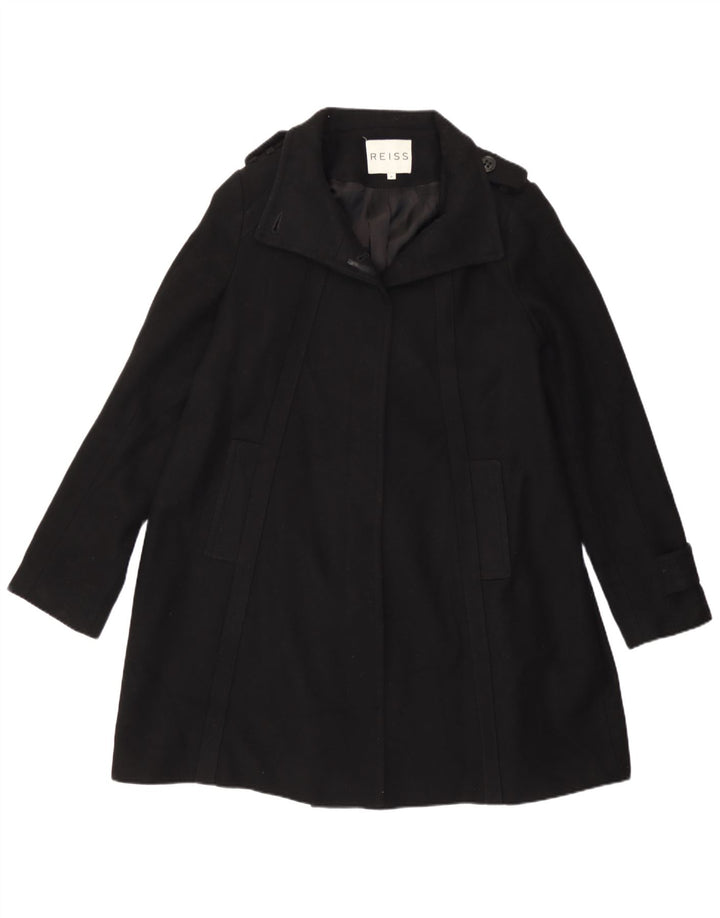Reiss Womens Military Overcoat UK 12 Medium Black Wool