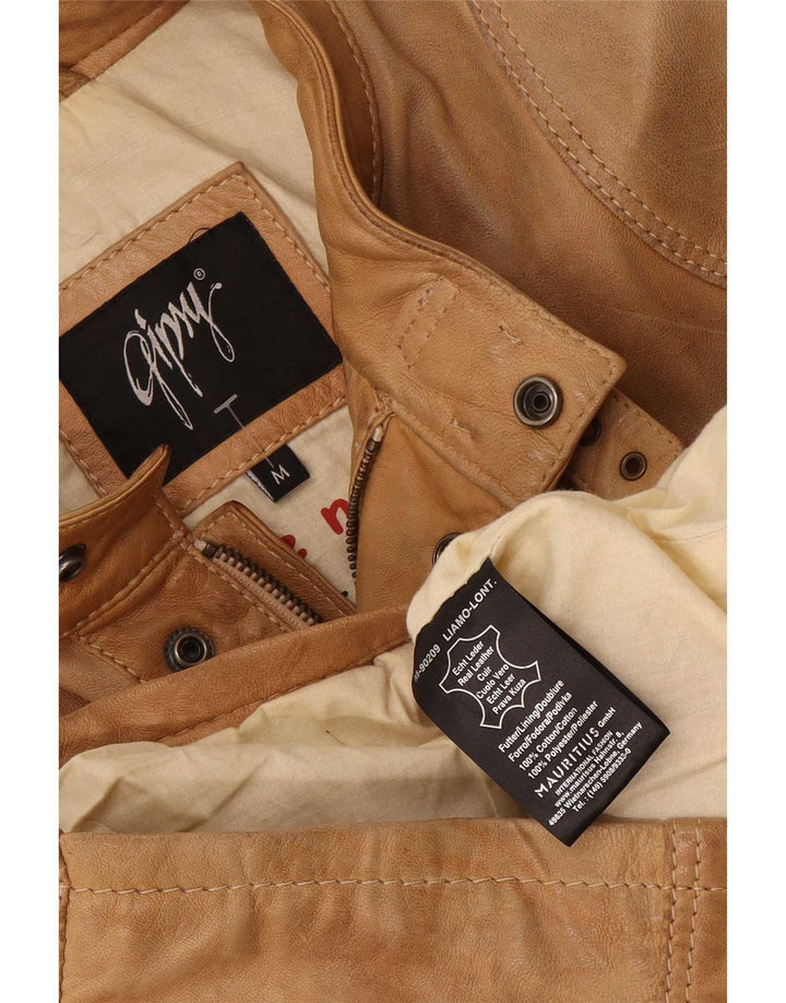 Gipsy Mens Leather Jacket UK 38 Medium Brown