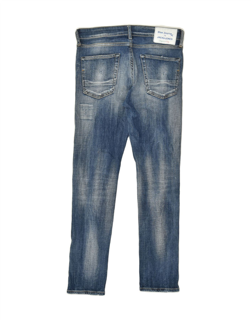 JACK & JONES Mens GLENN Distressed Skinny Jeans W31 L30 Blue Cotton | Vintage Jack & Jones | Thrift | Second-Hand Jack & Jones | Used Clothing | Messina Hembry 