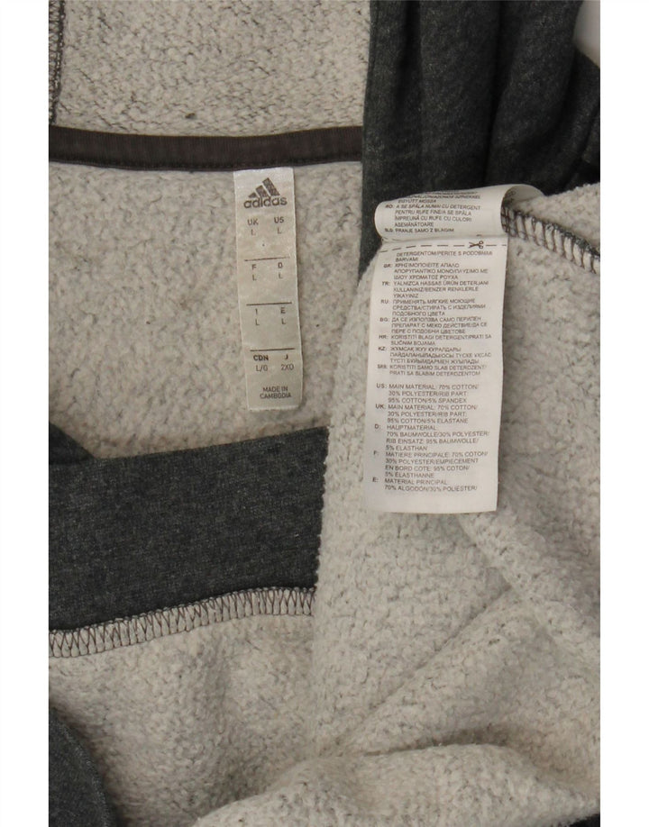 Adidas Mens Hoodie Jumper Large Grey Cotton