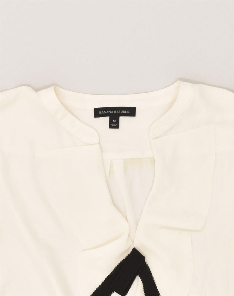 BANANA REPUBLIC Womens Blouse Top UK 12 Medium Off White Polyester | Vintage Banana Republic | Thrift | Second-Hand Banana Republic | Used Clothing | Messina Hembry 