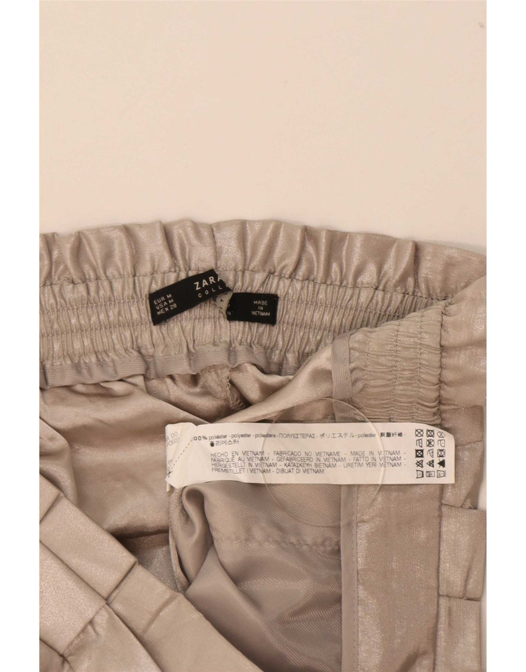Zara Womens High Waist Capri Trousers Medium W28 L21 Beige Polyester
