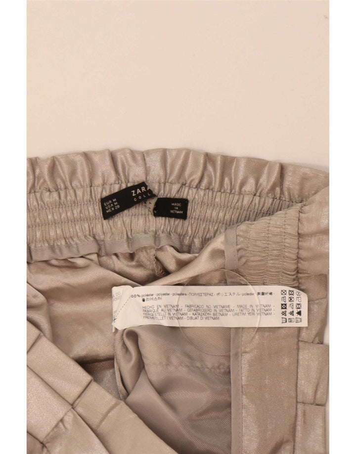 Zara Womens High Waist Capri Trousers Medium W28 L21 Beige Polyester