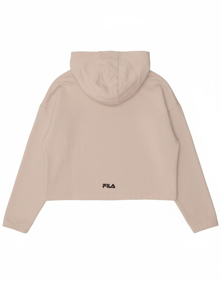 FILA Girls Graphic Crop Hoodie Jumper 11-12 Years Off White Cotton