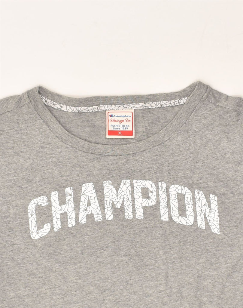 CHAMPION Womens Graphic T-Shirt Top UK 18 XL Grey Cotton | Vintage Champion | Thrift | Second-Hand Champion | Used Clothing | Messina Hembry 