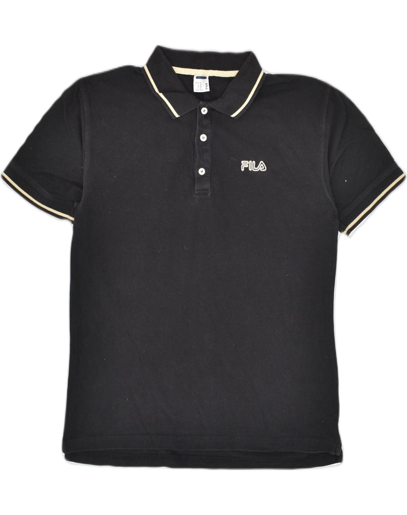 FILA Mens Polo Shirt IT 50 Medium Black Cotton | Vintage Fila | Thrift | Second-Hand Fila | Used Clothing | Messina Hembry 